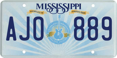 MS license plate AJO889