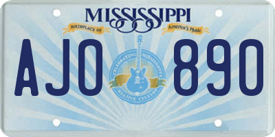 MS license plate AJO890