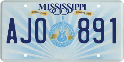 MS license plate AJO891