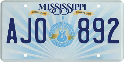 MS license plate AJO892