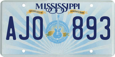 MS license plate AJO893