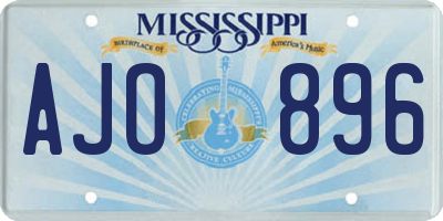 MS license plate AJO896