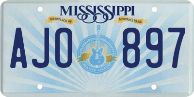 MS license plate AJO897