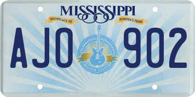 MS license plate AJO902