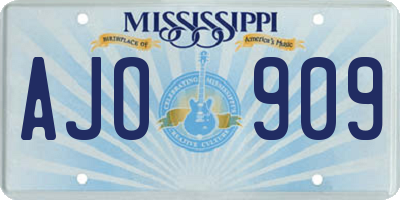 MS license plate AJO909