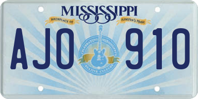 MS license plate AJO910