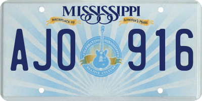 MS license plate AJO916