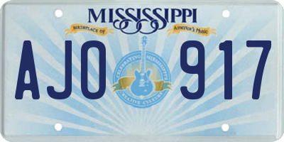 MS license plate AJO917
