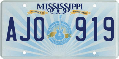 MS license plate AJO919