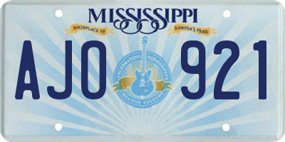 MS license plate AJO921