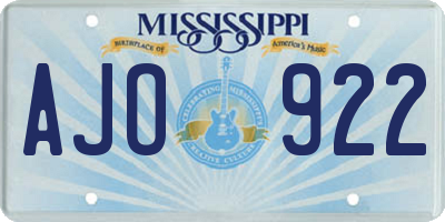 MS license plate AJO922