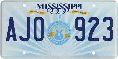 MS license plate AJO923