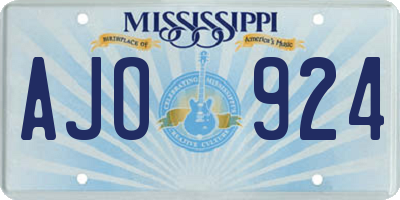 MS license plate AJO924