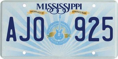 MS license plate AJO925
