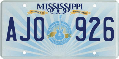 MS license plate AJO926