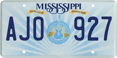 MS license plate AJO927