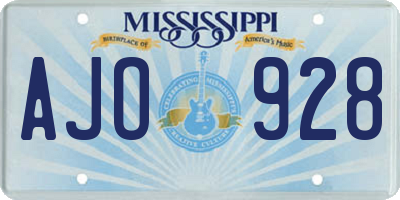 MS license plate AJO928