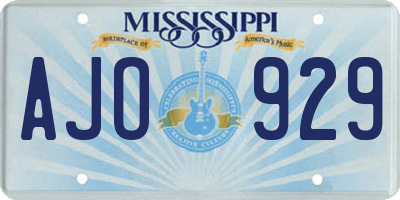 MS license plate AJO929