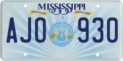 MS license plate AJO930