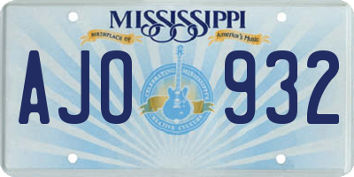MS license plate AJO932