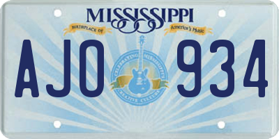 MS license plate AJO934