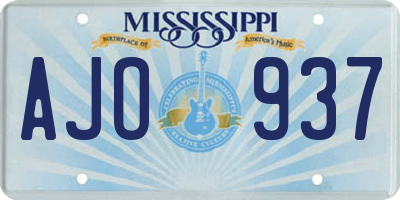 MS license plate AJO937