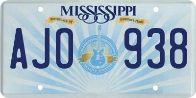 MS license plate AJO938