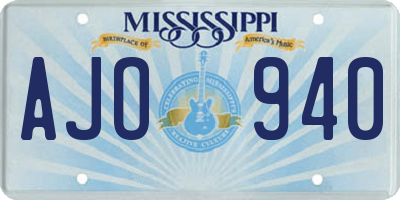 MS license plate AJO940
