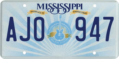 MS license plate AJO947