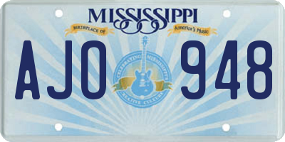 MS license plate AJO948