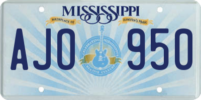 MS license plate AJO950