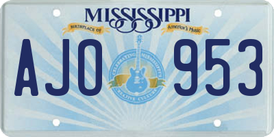 MS license plate AJO953