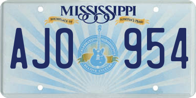 MS license plate AJO954