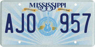 MS license plate AJO957