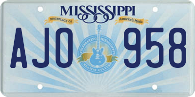 MS license plate AJO958