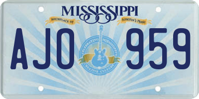 MS license plate AJO959