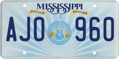 MS license plate AJO960