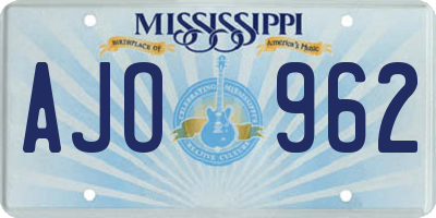 MS license plate AJO962