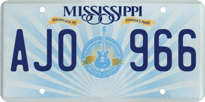 MS license plate AJO966