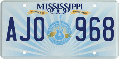 MS license plate AJO968