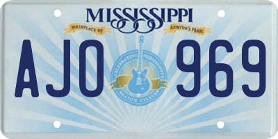 MS license plate AJO969