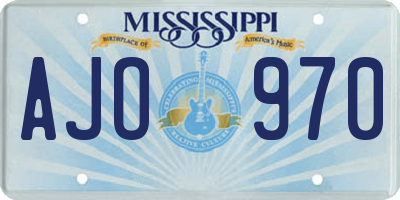 MS license plate AJO970