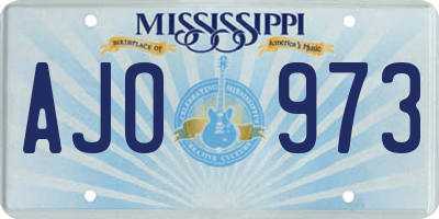 MS license plate AJO973