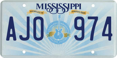 MS license plate AJO974