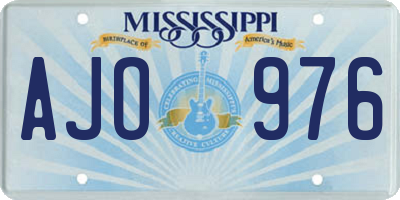 MS license plate AJO976