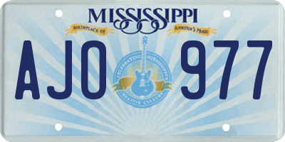 MS license plate AJO977