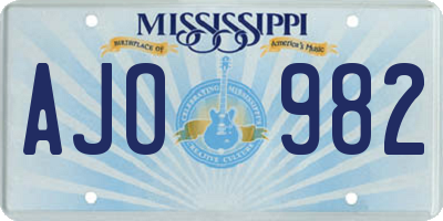 MS license plate AJO982