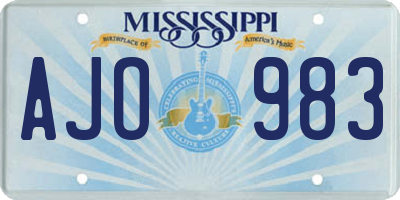 MS license plate AJO983