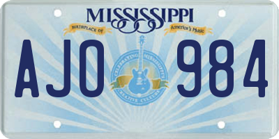 MS license plate AJO984