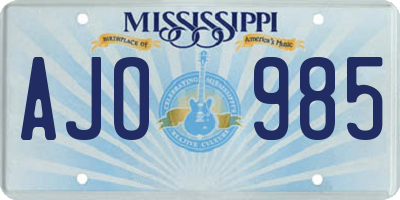 MS license plate AJO985